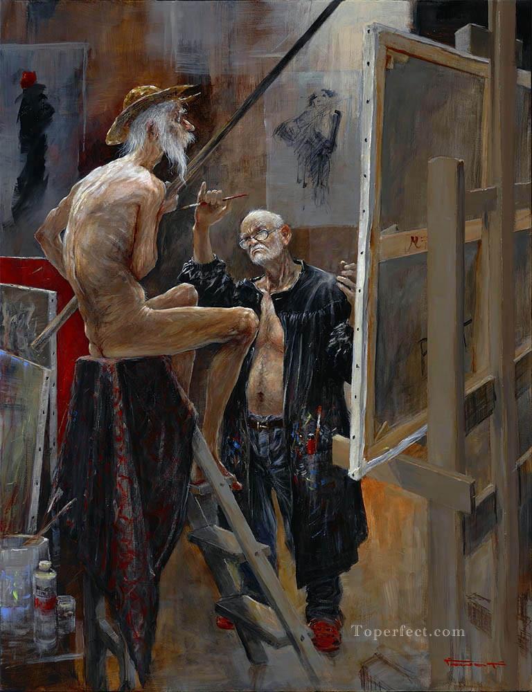 Don Quichotte  Une rencontre A latelier MP Modern Oil Paintings
